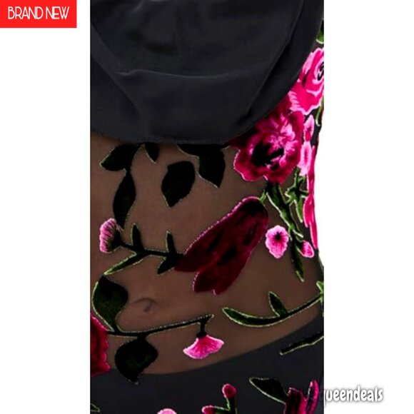 Floral Devor Slip Dress with Satin Trim, Midi Length, Bias Cut - Picture 7 of 7